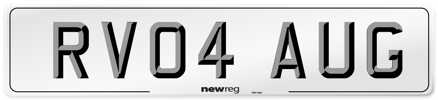 RV04 AUG Number Plate from New Reg